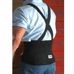 3265 Black Industrial Back Support W/ Clip-On Suspenders