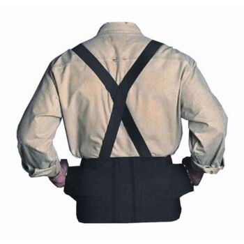 3267 Black Industrial Back Support w/ Sewn-On Suspenders
