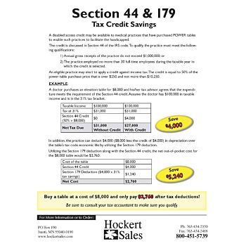 Tax Credits Table Purchases - Section 44 & 179